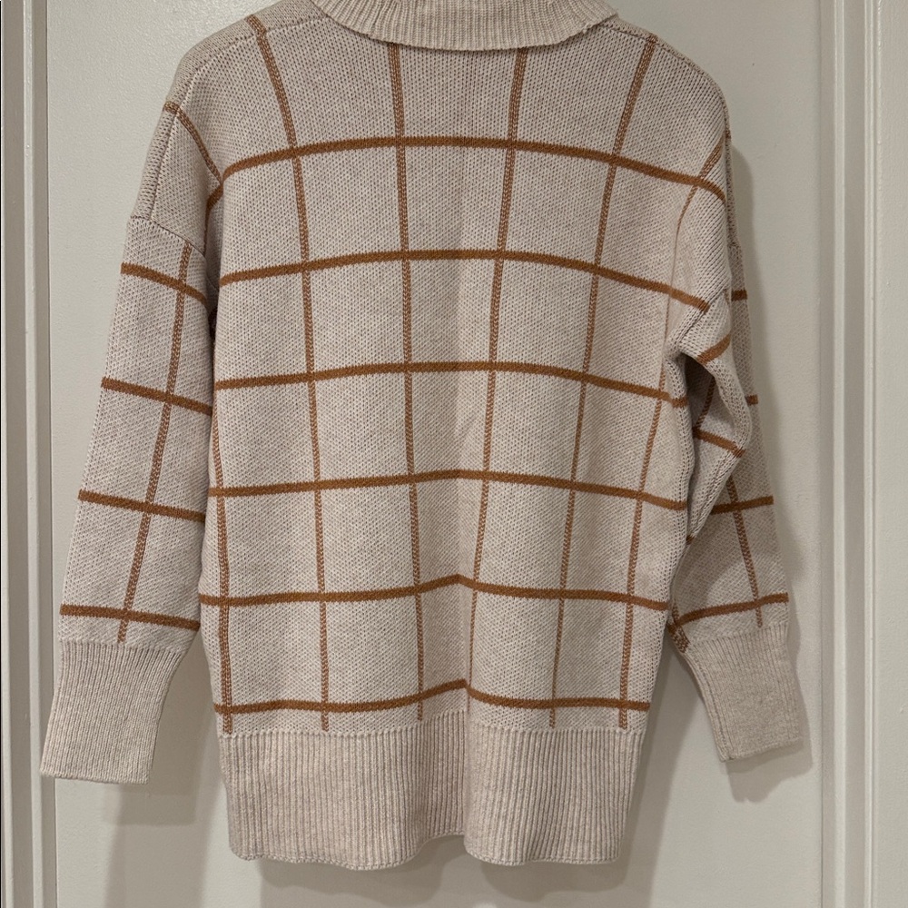 Madewell Pearldale Heather Oak Windowpane Turtleneck Sweater Sz XS - Picture 7 of 10